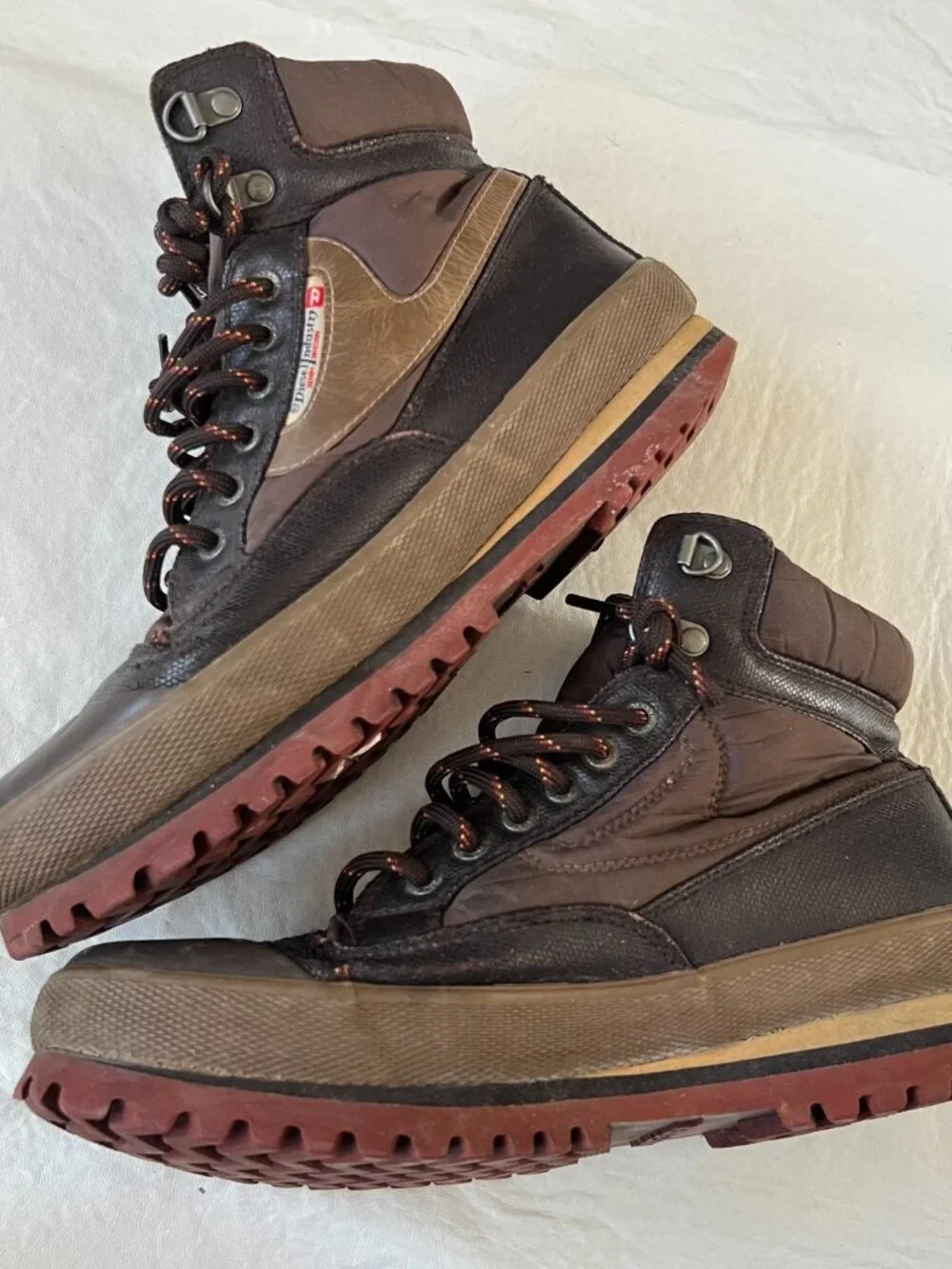 Diesel hiking boots Olson Village Lace up ankle brown coated canvas Mens 7.5
